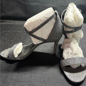 Elegant Silver Glitter Women's Heels